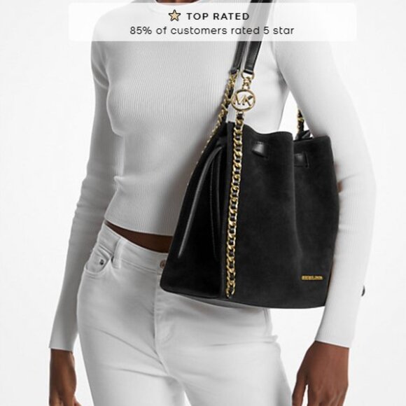 Michael Kors Mina Large Suede Chain Shoulder Bag - Picture 16 of 16